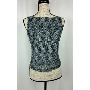 Grey Black Crochet Career Blouse Jr size Large